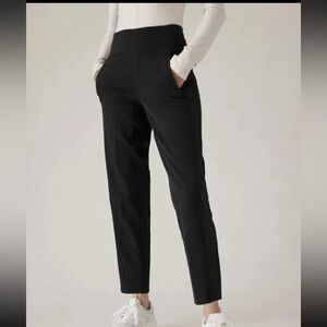 Athleta endless Satin Side stripe Black Ankle-Length Pants. Size 10